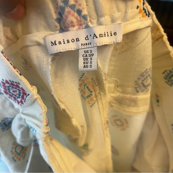 NWT Maison d' Amelie Small Linen Wide Leg Printed Trouser Pants - Picture 4 of 6